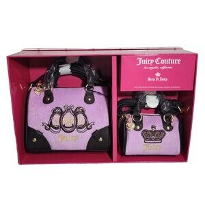 JUICY COUTURE Lovers Club 2PC Satchel Crossbody Set VIOLET TULLE Royal NEW